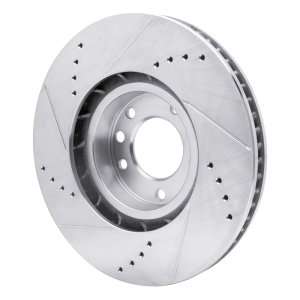Porsche CAYENNE Brake Rotor (1) - Left Front - R1 Concepts - Drilled & Slotted - Silver - `11-`18